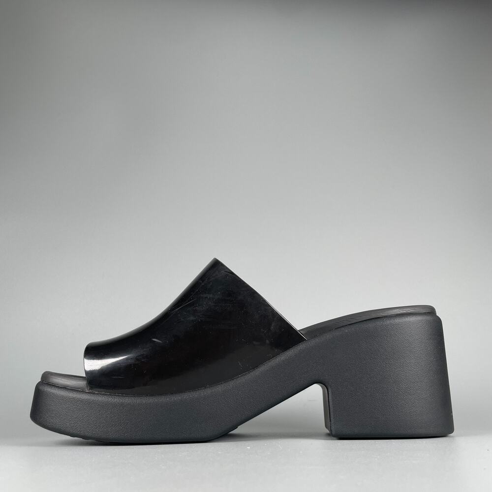 Crocs Brooklyn Women's Size 10 Black Shine Slip On Heels Casual Slides Comfort - Picture 7 of 9